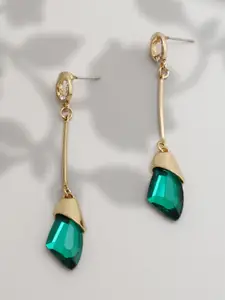 Shining Diva Fashion Gold-Plated  Green Contemporary Drop Earrings