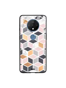 DailyObjects Pink & Grey Marble Design 49 OnePlus 7T Glass Mobile Case
