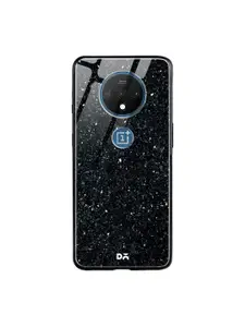 DailyObjects Black Starry Sky Marble OnePlus 7T Glass Mobile Cover