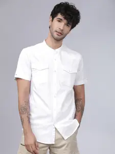 HIGHLANDER Men White Slim Fit Solid Casual Shirt