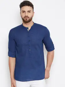 even Men Blue Solid Straight Kurta