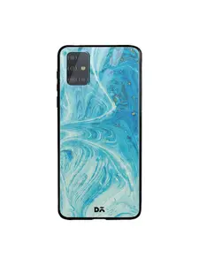 DailyObjects Turquoise Blue & Off-White Marble Painting Samsung Galaxy A51 Glass Mobile Case