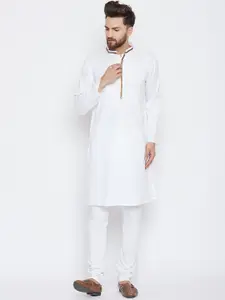 even Men White Solid Straight Kurta