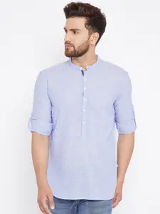 even Men Blue Printed Straight Kurta