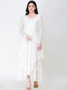 SCORPIUS White Lace Layered Maxi Dress