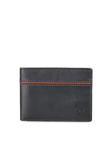 Kara Men Black & Tan Brown Solid Two Fold Leather Wallet