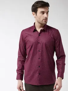 SOJANYA Men Burgundy Classic Regular Fit Printed Casual Shirt