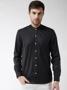 SOJANYA Men Black Solid Regular Fit Casual Shirt
