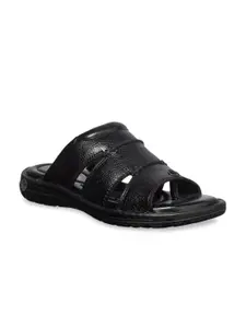 Khadims Men Black Leather Comfort Sandals
