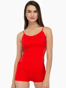 Laceandme Women Red Solid 2 Piece Shapewear Set