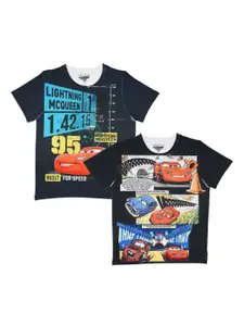 YK Disney Boys Pack of 2 Cars Printed Round Neck T-shirts