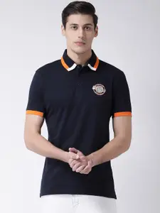 Club York Typography Printed Polo Collar Cotton Regular Fit Applique T-shirt
