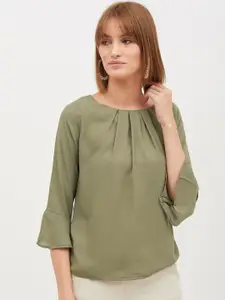 Harpa Women Olive Green Solid Top