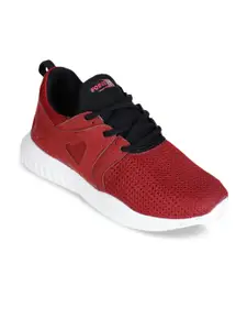 Liberty Men Red & Black PU and Canvas Running Shoes