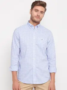 GANT Men Blue & White Regular Fit Checked Casual Shirt