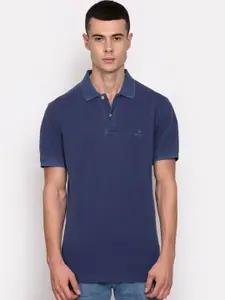 GANT Men Navy Blue Solid Polo Collar T-shirt