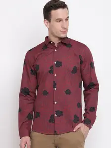 LINDBERGH Men Red & Black Slim Fit Printed Casual Shirt