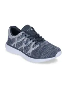 Liberty Men Charcoal Grey & Grey Printed Mesh Running Shoes