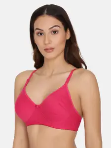 PRETTYBOLD Pink Solid Non-Wired Non Padded T-shirt Bra