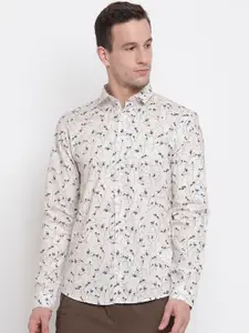 LINDBERGH Men Off-White Slim Fit Floral Print Casual Shirt
