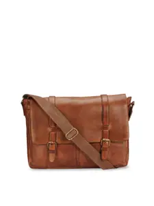 Teakwood Leathers Unisex Tan Brown Solid Leather Laptop Bag