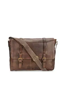 Teakwood Leathers Unisex Brown Solid Leather Laptop Bag