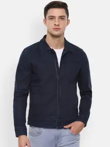 Louis Philippe Jeans Men Navy Blue Solid Denim Jacket