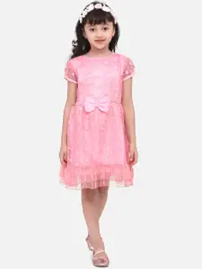 StyleStone Girls Pink Embellished Fit and Flare Dress