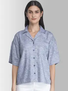 FableStreet Women Blue Boxy Solid Casual Shirt
