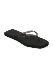 Truffle Collection Women Black Solid Thong Flip-Flops