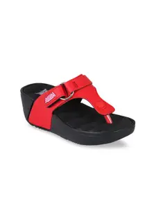Adda Women Red & Black Solid Thong Flip-Flops