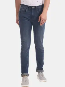 AD By Arvind Men Blue Slim Fit Mid-Rise Mildly Distressed Stretchable Jeans