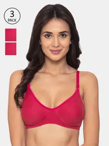 Souminie Pack Of 3 Pink Solid Non-Wired Non Padded T-shirt Bras S-133-3PC-DPK