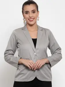 Jompers Women Grey Solid Single-Breasted Blazer