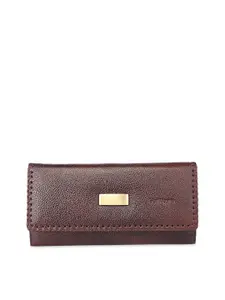 GENWAYNE Women Brown Textured Two Fold Leather Wallet
