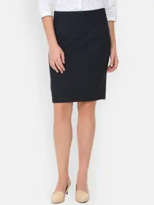 Allen Solly Woman Blue Solid Straight Skirt