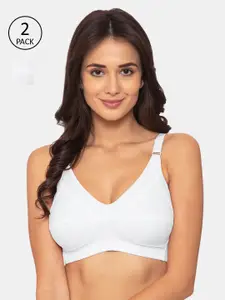 Souminie White Solid Non-Wired Non Padded Minimizer Bra S-132-2PC-WH-30D