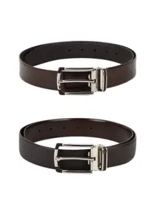 Louis Philippe Men Brown & Coffee Brown Solid Reversible Leather Belt