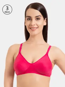 Souminie Pink Solid Non-Wired Non Padded Bra