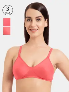 Souminie Pack Of 3 Solid Non-Wired Non Padded T-shirt Bra S-135-3PC-CRL