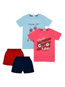 Luke & Lilly Boys Pack of 2 Red & Black Printed T-shirt with Shorts