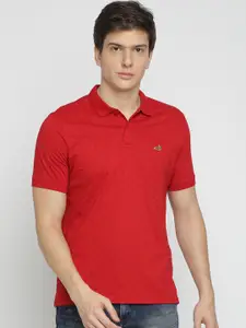 Crocodile Men Red Printed Polo Collar T-shirt