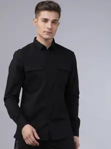 HIGHLANDER Men Black Slim Fit Casual Shirt