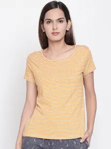 Dreamz by Pantaloons Dreamz by Pantaloons Women Yellow Striped Lounge Tshirt