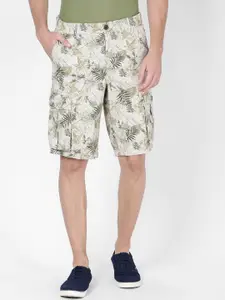 t-base Men Beige Printed Regular Fit Cargo Shorts