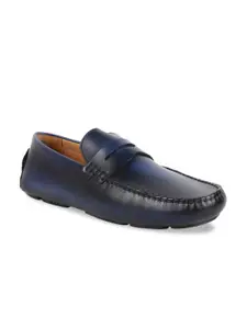 Kenneth Cole Men Navy Blue Leather Driving Shoes