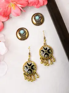 Rubans Set of 2 Gold-Plated Handcrafted Oxidised Earrings