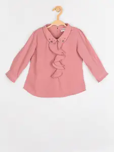 Peppermint Girls Mauve Solid Embellished A-Line Top