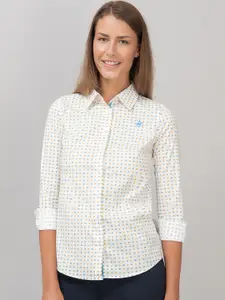Beverly Hills Polo Club Women White Regular Fit Printed Casual Shirt