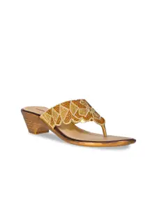 Khadims Women Gold-Toned Embellished Sandals
